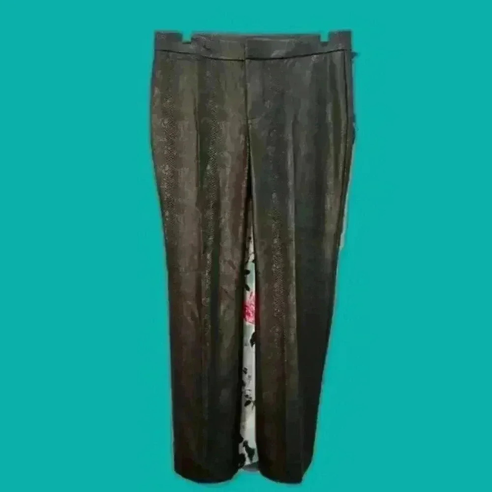 NWT NYDJ Snake Print Slim Trousers in Raceway Women's Size 8P